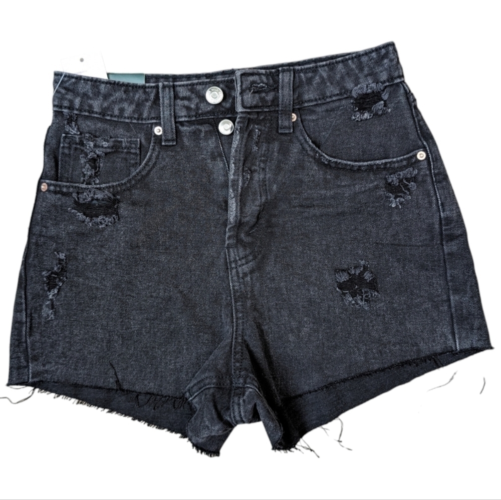 Wild Fable NWT Super High Rise Cutoff Shorts Denim Black Women Tween Teen Sz 00